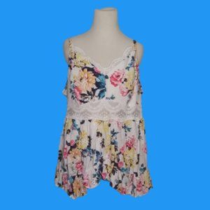 Torrid baby doll top adjustable straps smocking on the back cottage core